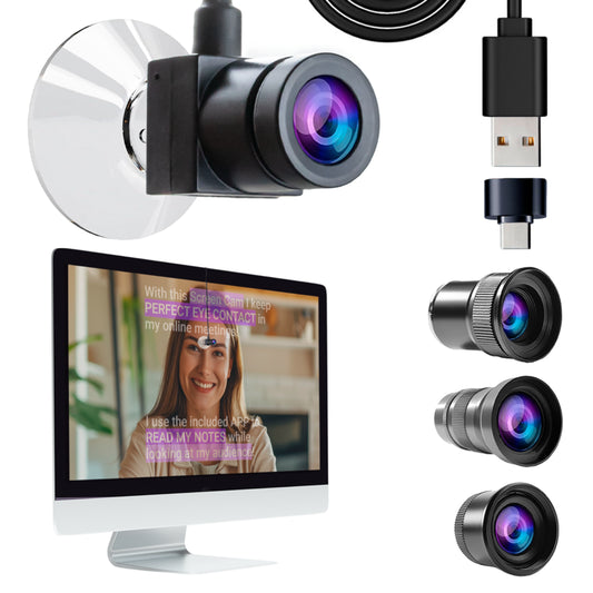 TELEPROMPTER PAD EyeMeeting Screen Cam - Webcam Contacto Visual Perfecto y Teleprompter en Pantalla videoconferencia Zoom Skype, Llamadas y Reuniones En Línea, Software Incluido, Micrófono Integrado
