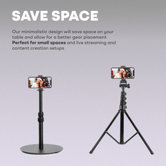 Multi-Purpose Monopod - Fully Adaptable Desktop Stand for Teleprompters, Phones, Cameras, and Accessories, Ideal for Saving Space and Ensuring Stability in Content Creation Setups