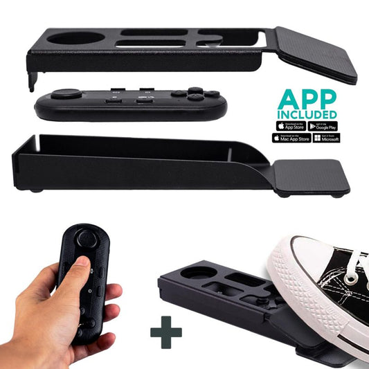 TELEPROMPTER PAD Kit inalámbrico: Pedal teleprompter + control remoto - Pedal y control remoto de teleprompter silencioso para iPad iPhone Android Smartphone PC Mac - Controlador Bluetooth Prompter incluye APP TeleprompterPAD