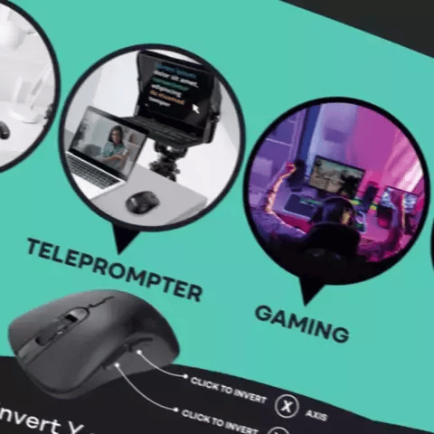 TELEPROMPTER PAD Flip Axis Mouse - Ratón inalámbrico reversible de eje Y y X para teleprompter, reuniones en línea, juegos, simulador de vuelo - Ratón de inversión de eje personalizable, eje reversible con 1 botón