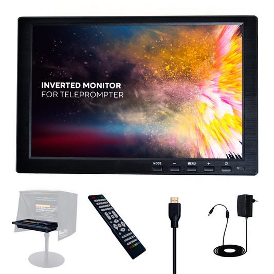 TELEPROMPTER PAD Monitor invertito per teleprompter iLight PRO 12'', monitor suggeritore Plug & Play per testo specchiato, compatibile con qualsiasi teleprompter (controllare le dimensioni)