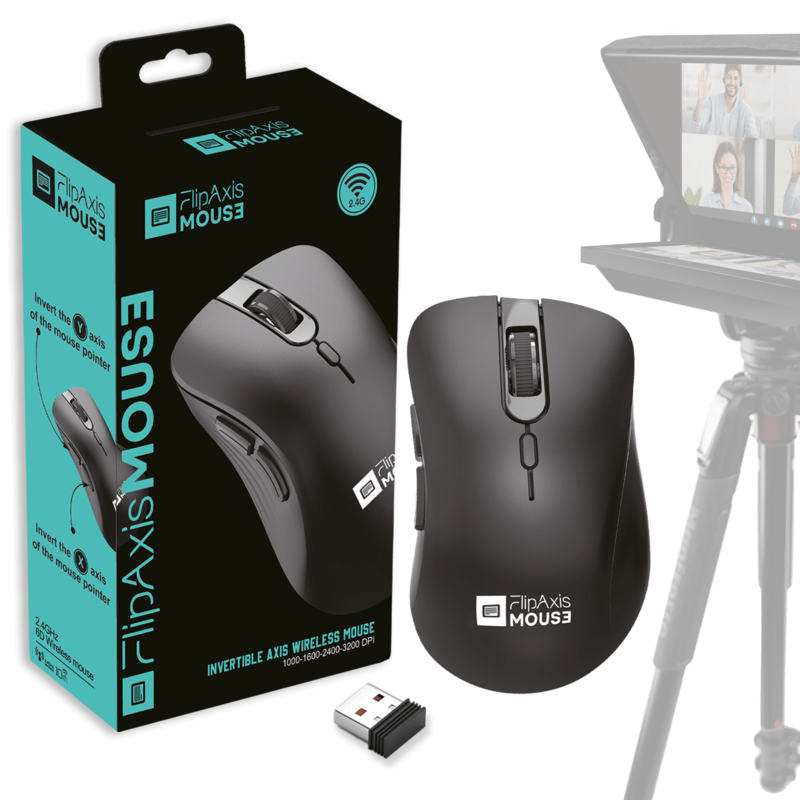 TELEPROMPTER PAD Flip-Axis-Maus – Y- und X-Achse Umkehrbar Drahtlose Maus für Teleprompter, Online-Meetings, Spiele, Flugsimulator – Maus mit anpassbarer Achseninversion, umkehrbare Achse mit 1 Taste