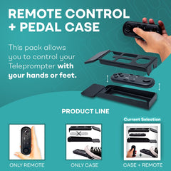TELEPROMPTER PAD Kit inalámbrico: Pedal teleprompter + control remoto - Pedal y control remoto de teleprompter silencioso para iPad iPhone Android Smartphone PC Mac - Controlador Bluetooth Prompter incluye APP TeleprompterPAD