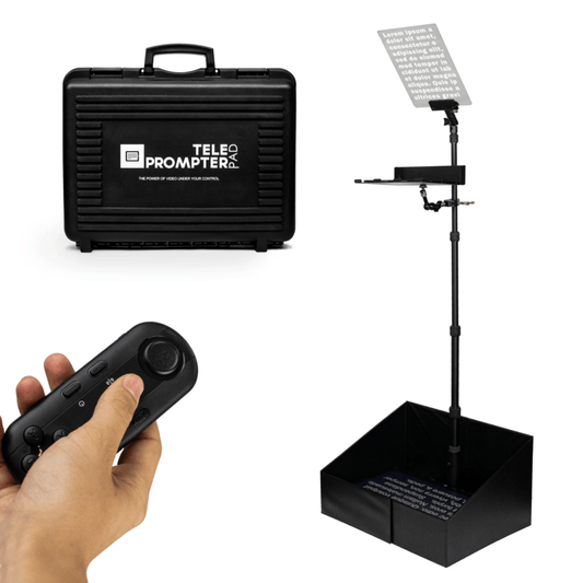 TELEPROMPTER PAD iPresent PRO - Portable Presidential Teleprompter for iPad Tablet or Monitor - Includes Remote Control, Case & App - Stage Prompter for Presentations - Live Speech Prompter Autocue 800