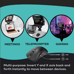 TELEPROMPTER PAD Flip Axis Mouse - Ratón inalámbrico reversible de eje Y y X para teleprompter, reuniones en línea, juegos, simulador de vuelo - Ratón de inversión de eje personalizable, eje reversible con 1 botón 