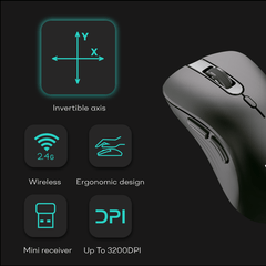 TELEPROMPTER PAD Flip Axis Mouse - Mouse wireless invertibile con asse Y e X per teleprompter, riunioni online, giochi, simulatore di volo - Mouse con inversione dell&#39;asse personalizzabile, asse reversibile con 1 pulsante