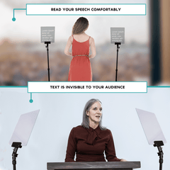 TELEPROMPTER PAD iPresent PRO - Portable Presidential Teleprompter for iPad Tablet or Monitor - Includes Remote Control, Case & App - Stage Prompter for Presentations - Live Speech Prompter Autocue