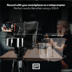 TELEPROMPTER PAD Smartphone-Adapter für Teleprompter – Aufnahme mit jedem iPhone, Android-Telefon, kompatibel mit jedem Teleprompter, Universal-Rig aus Aluminium für Prompter mit Kameraplatte, passgenauer Stoffsitz