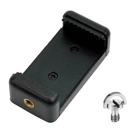 Pinza ajustable para smarpthone con tornillo de cámara universal de 1/4'' para teleprompter - Compatible con móviles de hasta 8,4 cm / 3,2'' de ancho