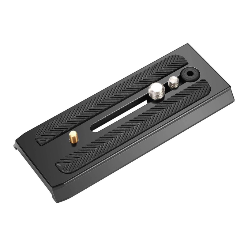 Manfrotto compatible 501PL Plaque de montage pour sabot froid avec dégagement rapide, vis 1/4'' et 3/8'' pour appareil photo, téléprompteur, accessoires
