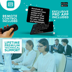TELEPROMPTER PAD iLight PRO 14'' iPad 12.9 Tablet Prompter for Apple Android Windows Mac - Kit with Remote Control Hardcase APP, Large Screen Professional Autocue Multicam Beamsplitter Glass Made in EU