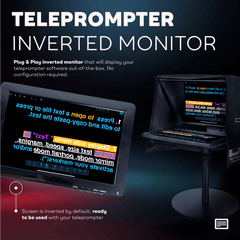 TELEPROMPTER PAD Inverted Monitor for iLight PRO 14'' Teleprompter, Plug & Play Prompter Monitor for Mirrored Text, Compatible with any Teleprompter (check dimensions)