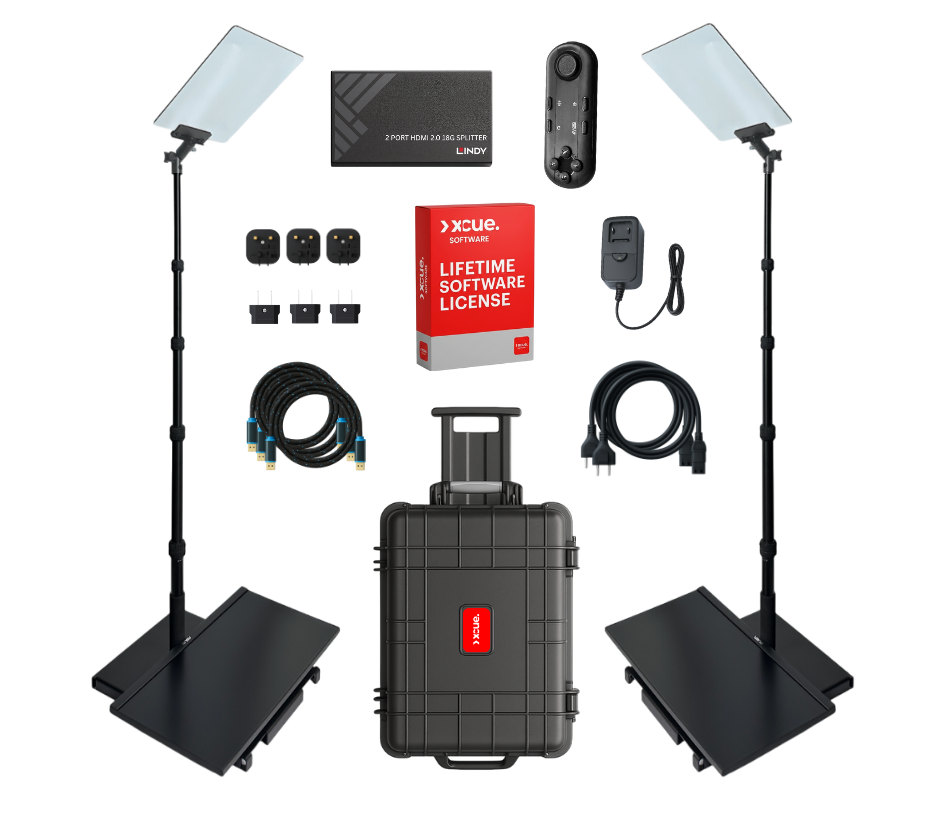 XCUE Speech Prompter X1 - Duales Präsidenten-Teleprompter-System für Live-Events und Vorträge